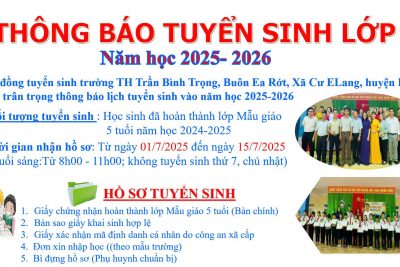 Thông báo tuyển sinh lớp 1 năm học 2025-2026